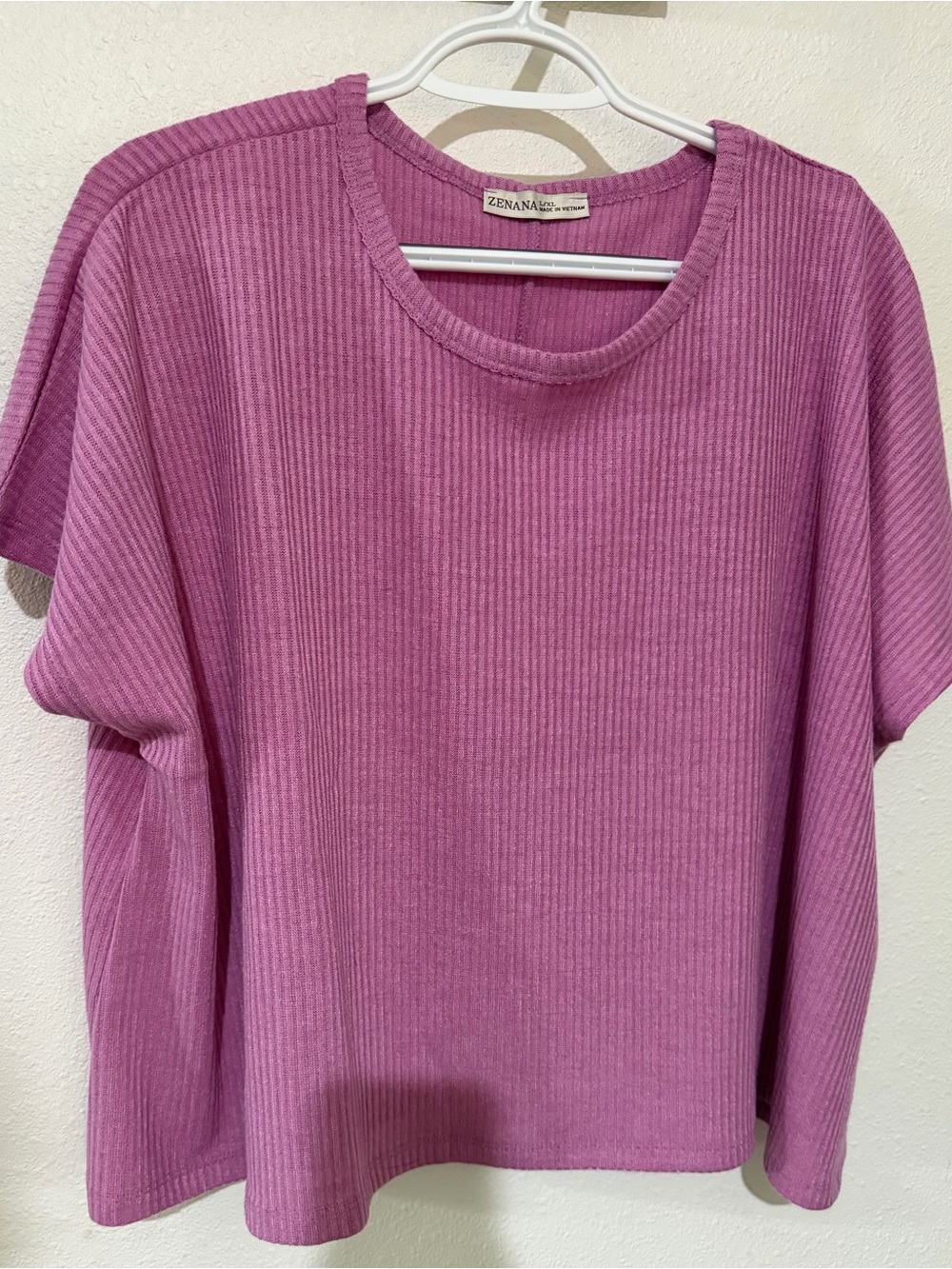 Zenana Outfitters Ribbed Knit Top in Lavender Pink -oversized fit - NWOT